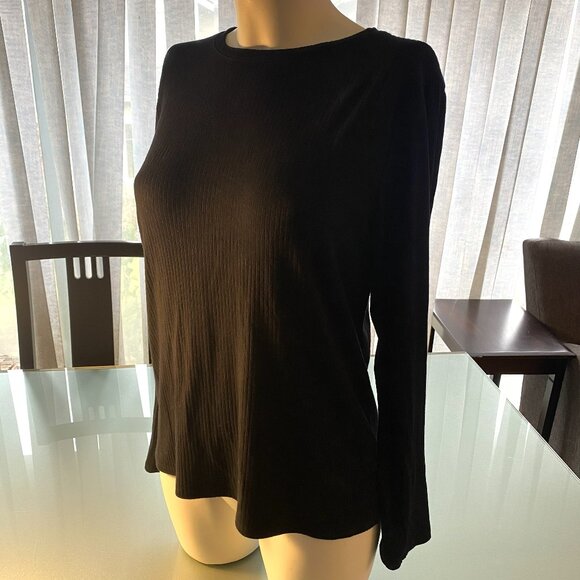 Splendid Tops - Splendid Crew Neck Ribbed Black Long Sleeved Top 10% Elastane Size XL